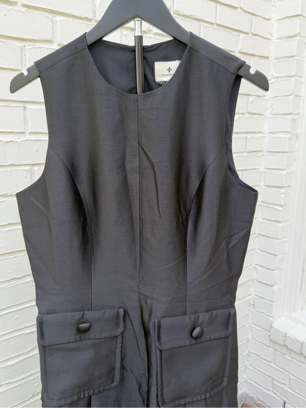 Tuckernuck Black Dupioni Helene Midi Dress NWT Size 10 Pocket Dress - Picture 12 of 15